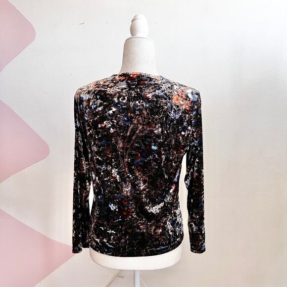 Vintage Velvet Paisley Button Up Top 90s 2000s Boho Retro Indie‎ Sleaze Small - Picture 2 of 5